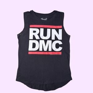 Bravado Black Run DMC Graphic Muscle Tank with Red & White Print